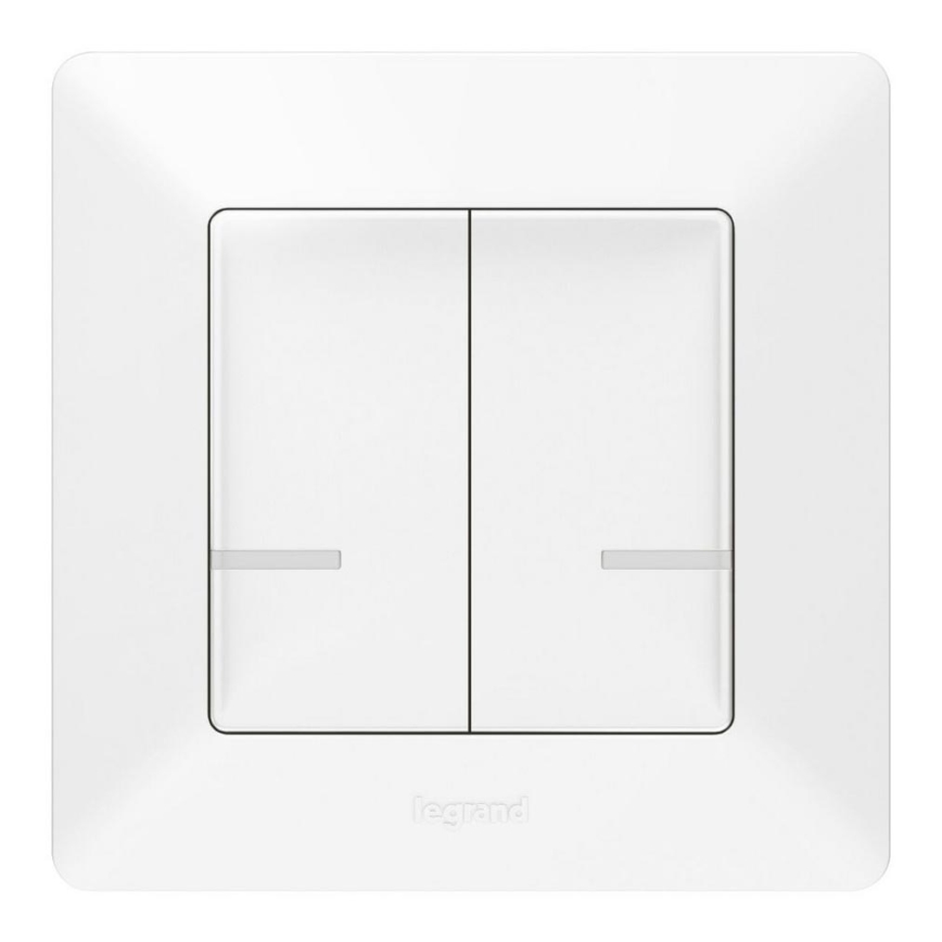 Legrand 752187- Nutikas juhtmevaba 2 nupuga lüliti VALENA 1xCR2032 Wi-Fi IP40