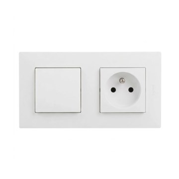 Legrand - Kodune pistikupesa ja 1-kohaline ühepoolne lüliti raamiga NILOE STEP 250V valge