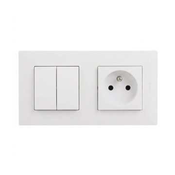 Legrand - kodune pistikupesa ja topeltseerialüliti nr. 5 raamiga NILOE STEP 250V valge