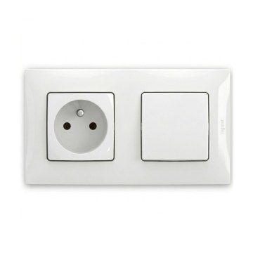 Legrand - Kodune pistikupesa ja ühepolaarne lüliti nr 1 NILOE raamiga 250V valge