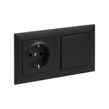 Legrand - kodune SCHUKO-pistikupesa ja ühepoolne lüliti nr 1 SUNO raamiga 250V must