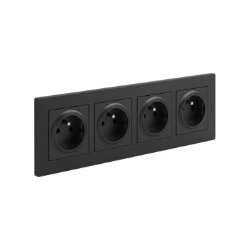 Legrand - neljakordne kodune pistikupesa raamiga NILOE STEP 250V must