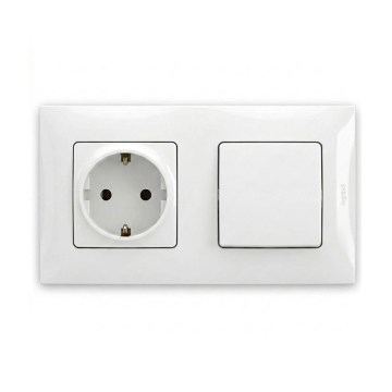 Legrand - SCHUKO seinapistikupesa ja ühepoolne lüliti nr 1 NILOE raamiga 250V valge