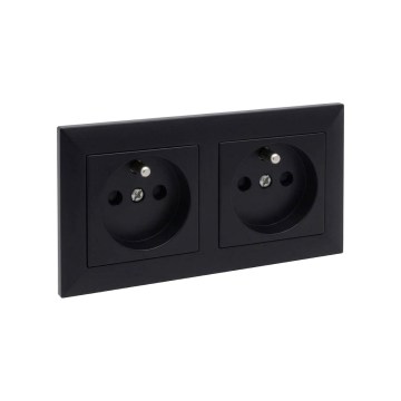 Legrand - Topelt kodune pistikupesa raamiga SUNO 250V must
