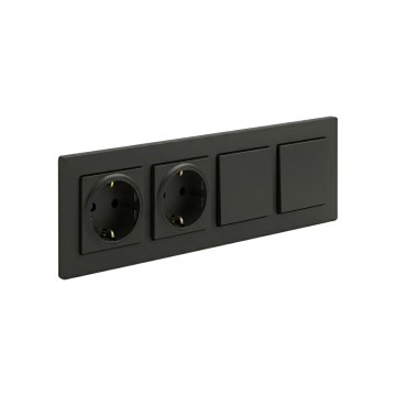 Legrand - Topelt kodune SCHUKO-pistikupesa ja kahekordne ühepoolne lüliti nr. 1 raamiga NILOE STEP 250V must