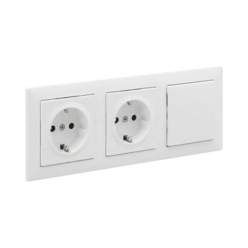 Legrand - topelt SCHUKO kodupistikupesa ja ühepoolne lüliti nr. 1 SUNO raamiga 250V valge