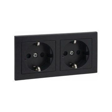 Legrand - Topelt SCHUKO pistikupesa koduseks kasutamiseks, raamiga SUNO, 250 V, must