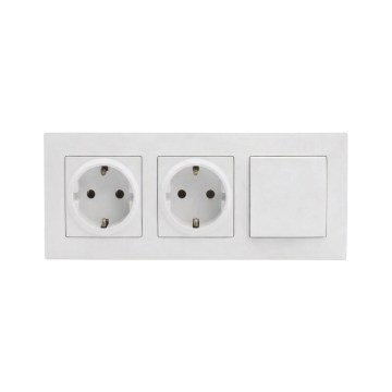 Legrand - Topelt SCHUKO seinakontakt ja ühepoolne lüliti nr 1 raamiga NILOE STEP 250V valge