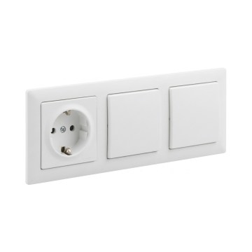 Legrand - Topelt ühepoolne lüliti nr 1 ja kodune SCHUKO pistikupesa SUNO raamistusega 250V valge