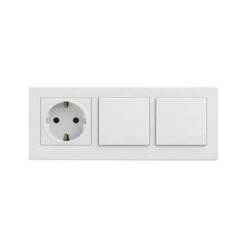Legrand - Topelt ühepoolne lüliti nr 1 ja SCHUKO kodune pistikupesa NILOE STEP raamiga 250V valge