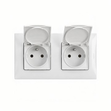 Legrand - Topelt välipistikupesa koduseks kasutamiseks raamiga NILOE 250V IP44 valge