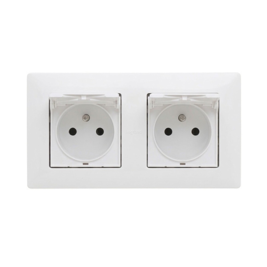 Legrand - Topelt välipistikupesa koduseks kasutamiseks raamiga NILOE STEP 250V IP44 valge