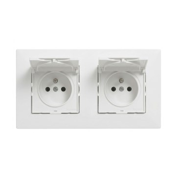 Legrand - Topelt välipistikupesa koduseks kasutamiseks raamiga NILOE STEP 250V IP44 valge