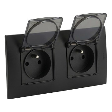 Legrand - Topelt välispistikupesa NILOE 250V IP44 must