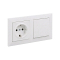 Legrand - Ühepoolne lüliti nr 1 ja kodune SCHUKO pistikupesa SUNO raamiga 250V valge