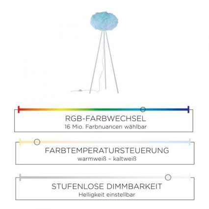 Leuchten Direkt 11212-16 - LED RGBW Hämardatav põrandalamp NAOMI LED/10W/230V 2700-5000K Wi-Fi TUYA + kaugjuhtimispult