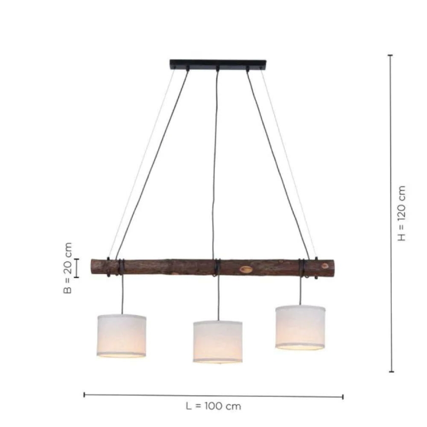 Leuchten Direkt 11238-79 - Lühter BARK 3xE27/40W/230V puit
