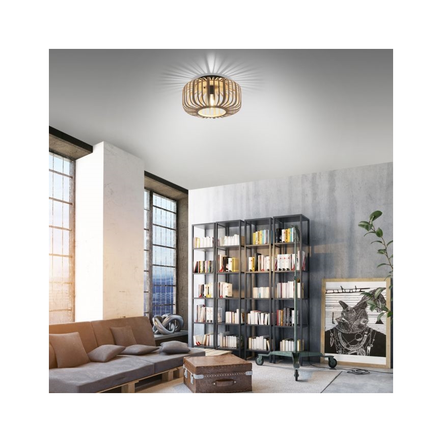 Leuchten Direkt 11412-79 - Pinnale kinnitatav lühter RACOON 1xE27/40W/230V d. 40 cm bambus