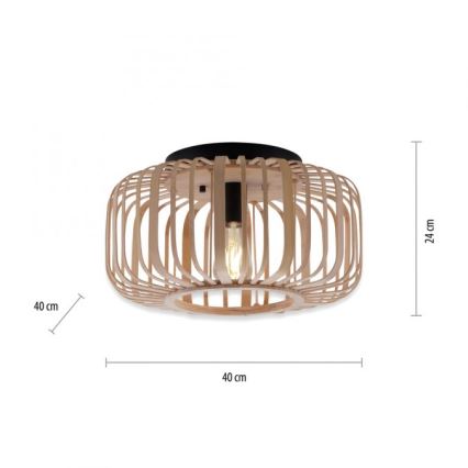 Leuchten Direkt 11412-79 - Pinnale kinnitatav lühter RACOON 1xE27/40W/230V d. 40 cm bambus
