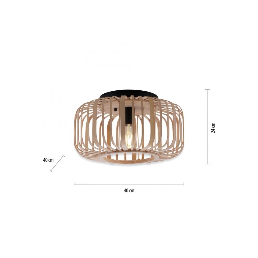 Leuchten Direkt 11412-79 - Pinnale kinnitatav lühter RACOON 1xE27/40W/230V d. 40 cm bambus