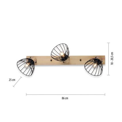 Leuchten Direkt 11418-18 - Kohtvalgusti LAMI 3xE27/25W/230V akaatsia/metall