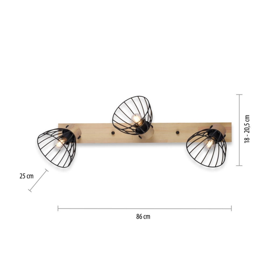 Leuchten Direkt 11418-18 - Kohtvalgusti LAMI 3xE27/25W/230V akaatsia/metall