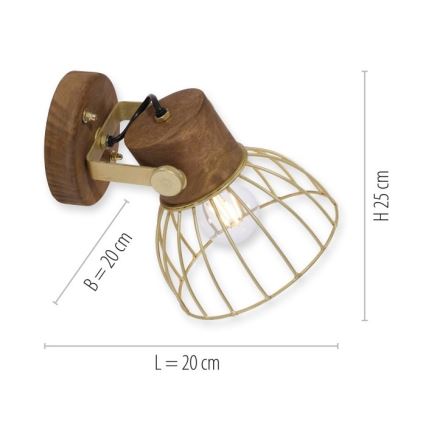 Leuchten Direkt 11486-60 - Kohtvalgusti seinale ALAMI 1xE27/25W/230V mango