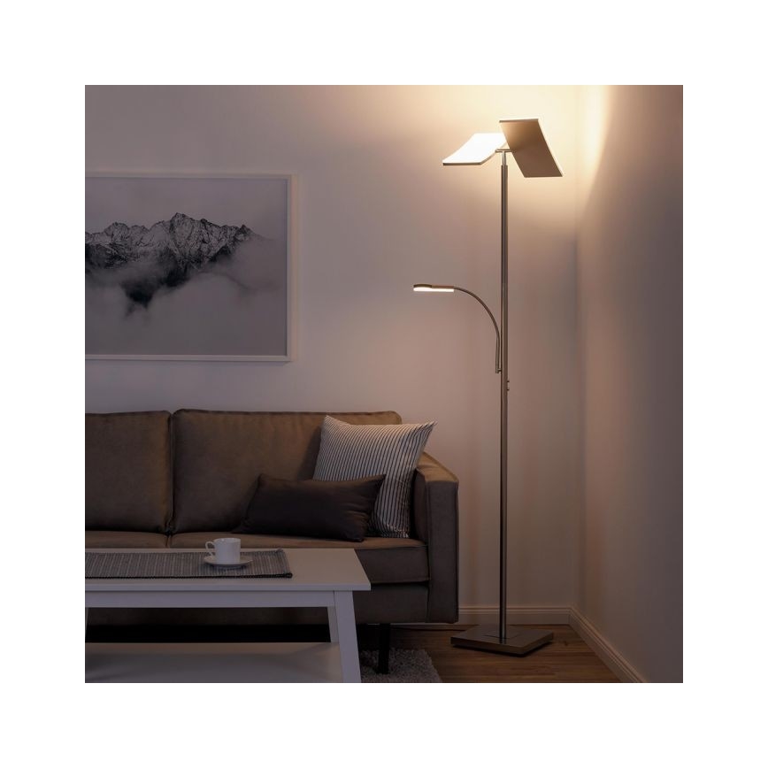 Leuchten Direkt 11725-55 - LED Hämardatav puutetundlik põrandalamp RUBEN 2xLED/11W/230V + LED/4W