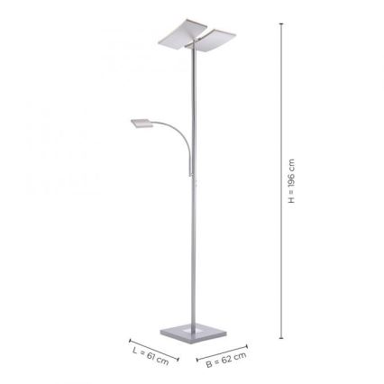 Leuchten Direkt 11725-55 - LED Hämardatav puutetundlik põrandalamp RUBEN 2xLED/11W/230V + LED/4W