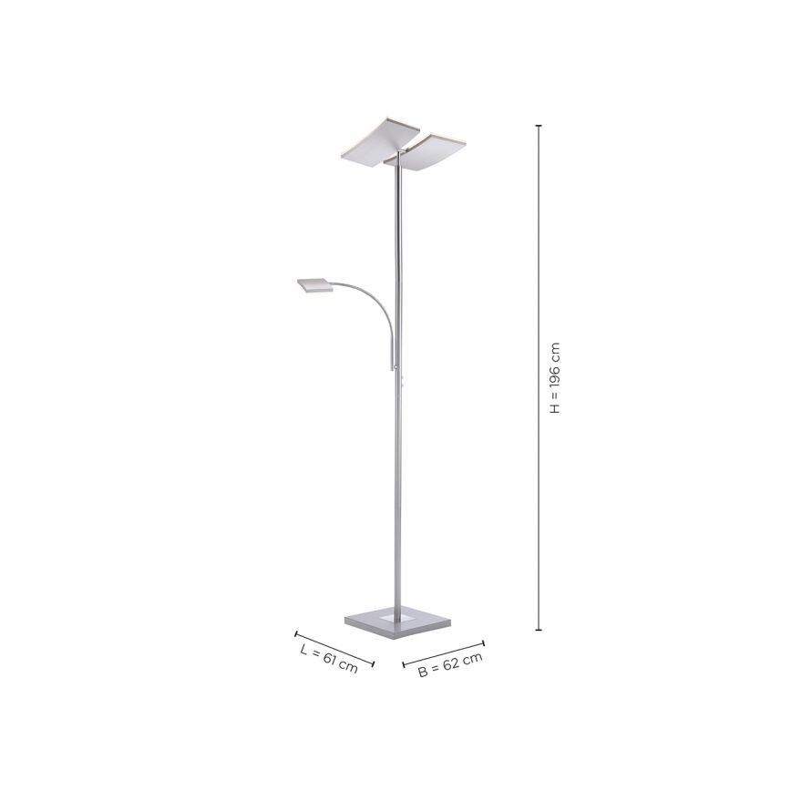 Leuchten Direkt 11725-55 - LED Hämardatav puutetundlik põrandalamp RUBEN 2xLED/11W/230V + LED/4W