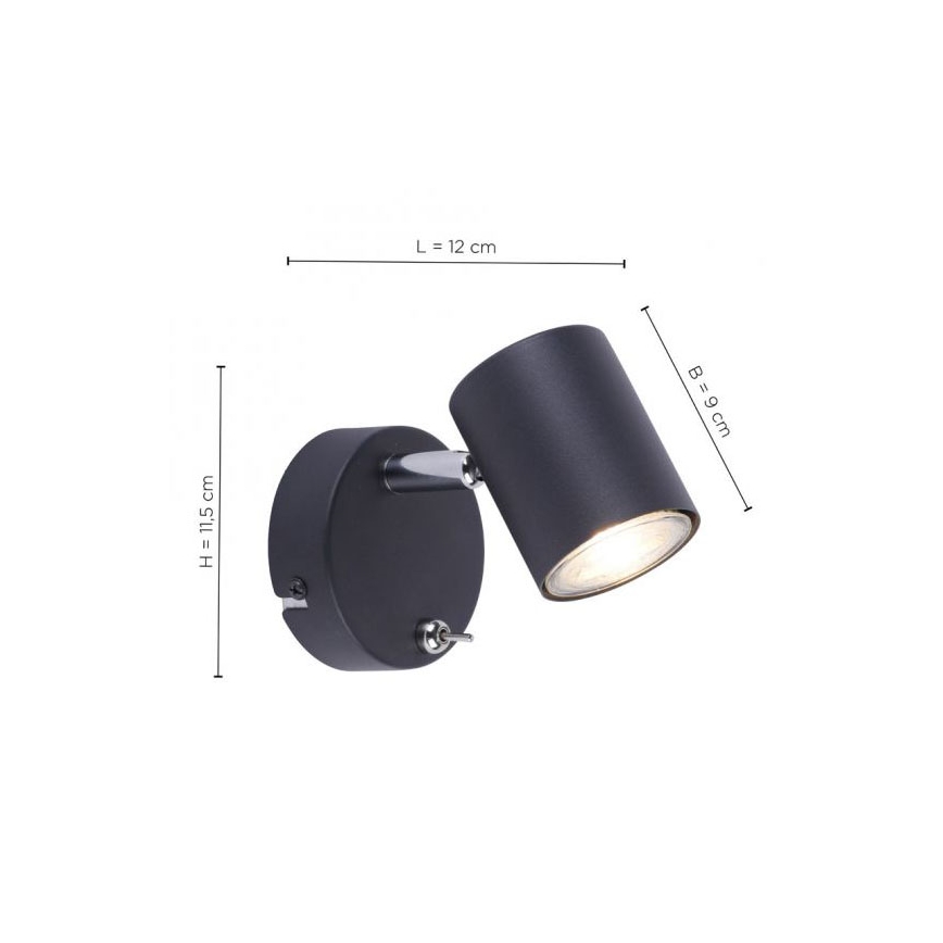 Leuchten Direkt 11941-13 - LED Kohtvalgusti seinale TARIK 1xGU10/5W/230V must
