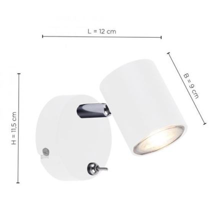 Leuchten Direkt 11941-16 - LED Kohtvalgusti seinale TARIK 1xGU10/5W/230V valge