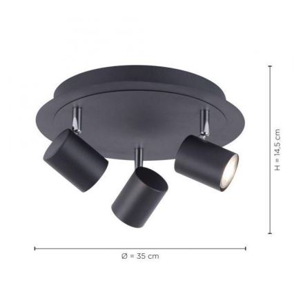 Leuchten Direkt 11943-13 - LED Kohtvalgusti TARIK 3xGU10/5W/230V antratsiit