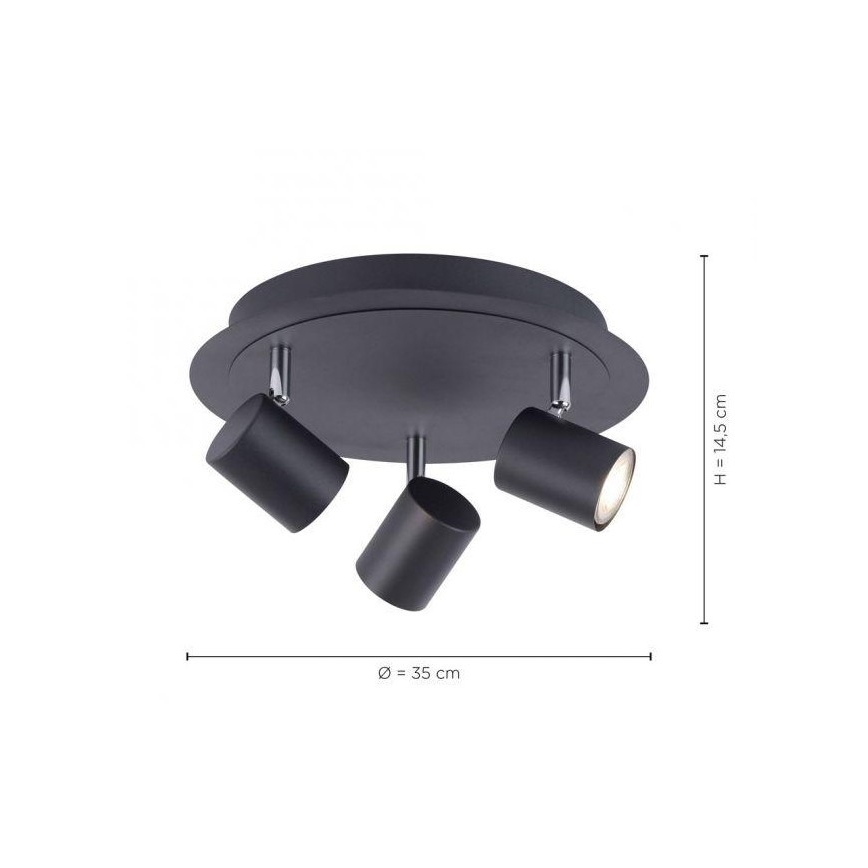 Leuchten Direkt 11943-13 - LED Kohtvalgusti TARIK 3xGU10/5W/230V antratsiit