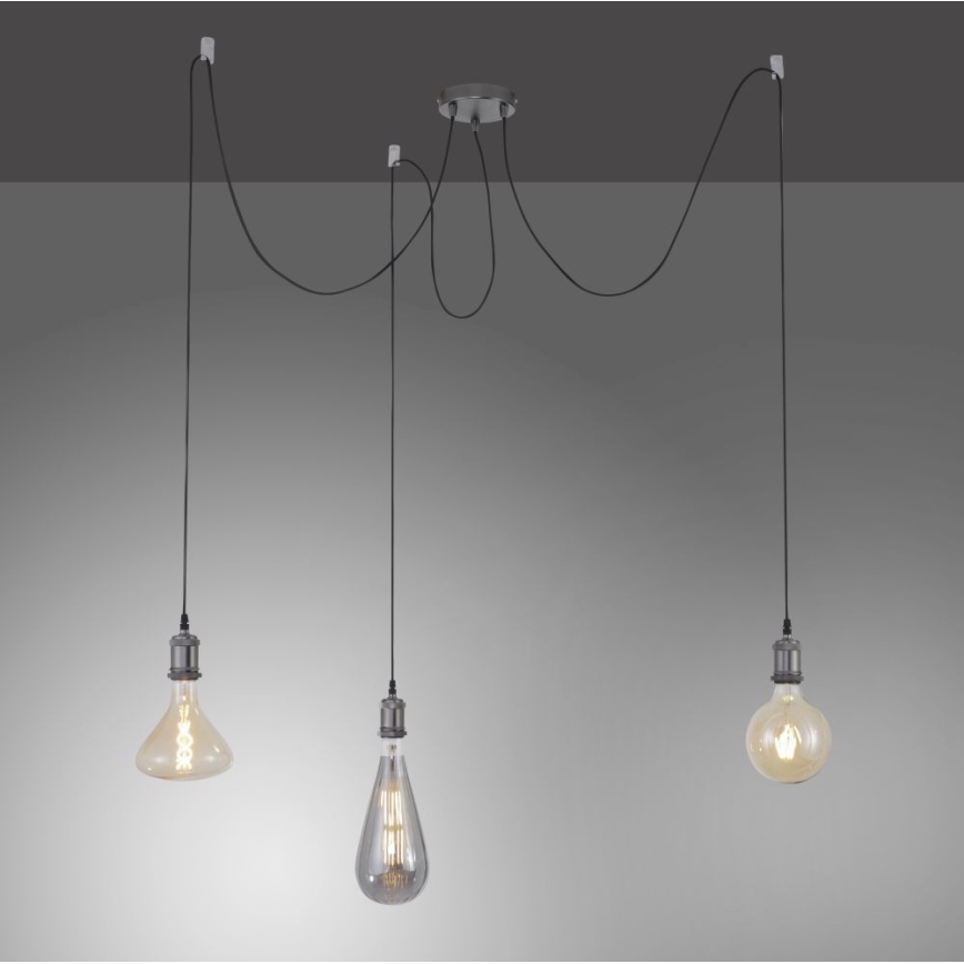 Leuchten Direkt 13571-18 - Lühter DIY 3xE27/60W/230V ämblik must