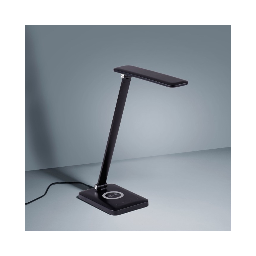 Leuchten Direkt 14415-16 - LED Hämardatav puutetundlik laualamp juhtmevaba laadimisega FLORENTINA LED/5W/230V 3000-5000K must + USB