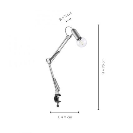 Leuchten Direkt 14773-55 - Laualamp klambriga TURN ME 1xE27/60W/230V matt kroom