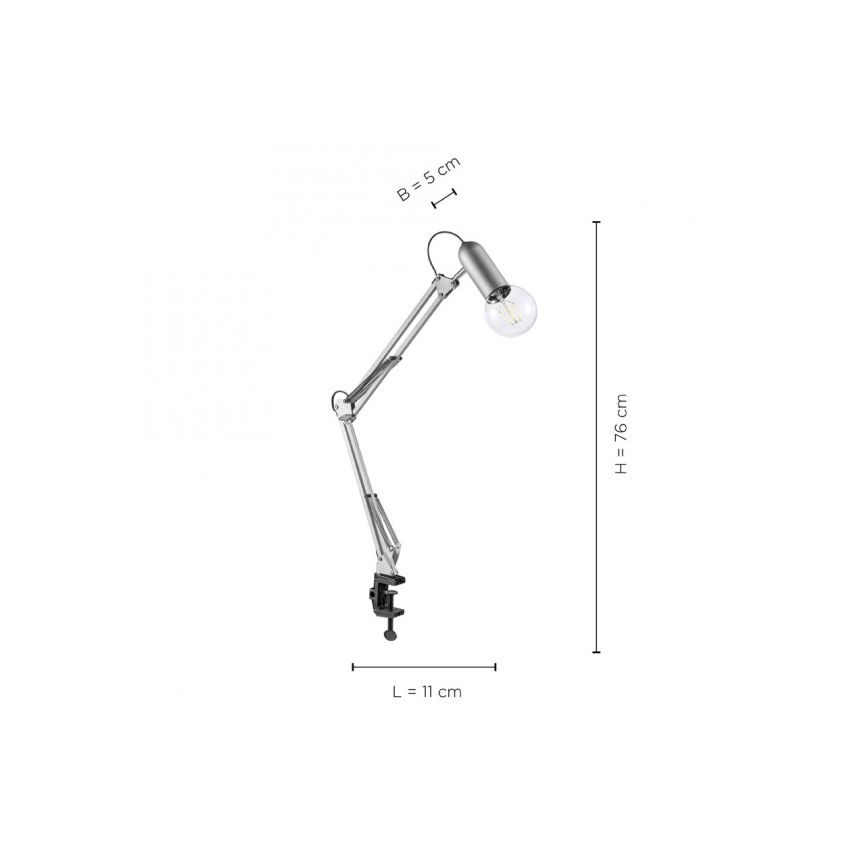 Leuchten Direkt 14773-55 - Laualamp klambriga TURN ME 1xE27/60W/230V matt kroom