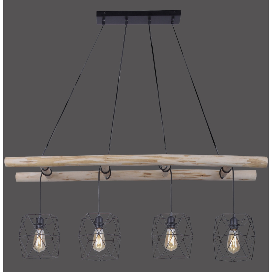 Leuchten Direkt 15036-18 - Lühter EDGAR 4xE27/60W/230V eukalüpt