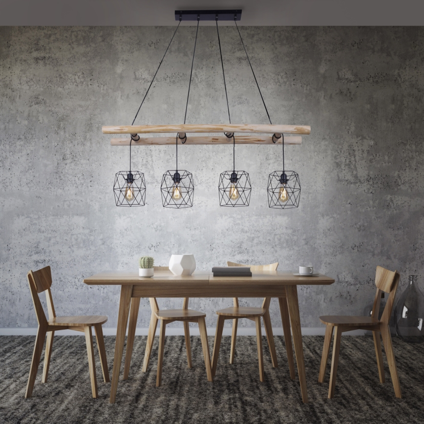 Leuchten Direkt 15036-18 - Lühter EDGAR 4xE27/60W/230V eukalüpt