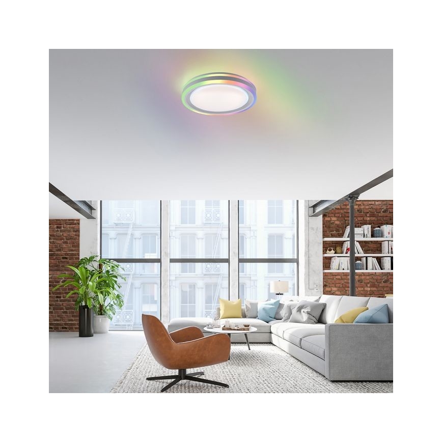 Leuchten Direkt 15152-16 - LED RGBW Hämardatav laevalgusti SPHERIC LED/18W/230V + kaugjuhtimispult