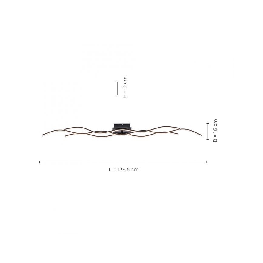 Leuchten Direkt 15167-18-LED Pinnale kinnitatav lühter WAWE 2xLED/12,5W/230V+1xLED/17W must
