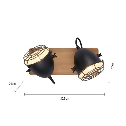 Leuchten Direkt 15172-18 - Kohtvalgusti BEETLE 2xE14/10W/230V mänd