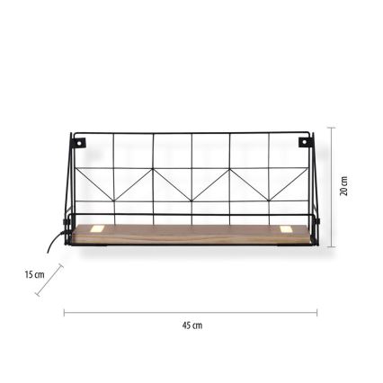 Leuchten Direkt 15277-18 - Shelf koos LED valgustusega BOARD 2xLED/1,75W/230V 45 cm eukalüpt