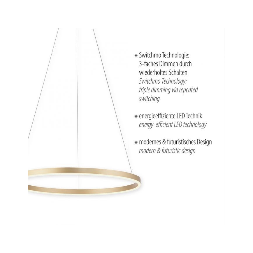 Leuchten Direkt 15394-60 - LED Hämardatav lühter RITUS LED/28W/230V messing