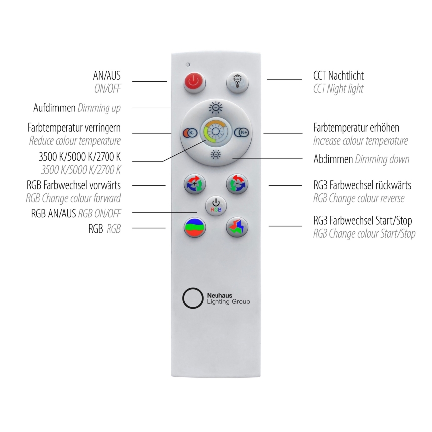 Leuchten Direkt 15411-21- LED RGB Hämardatav laevalgusti CYBA LED/26W/230V+ kaugjuhtimispult