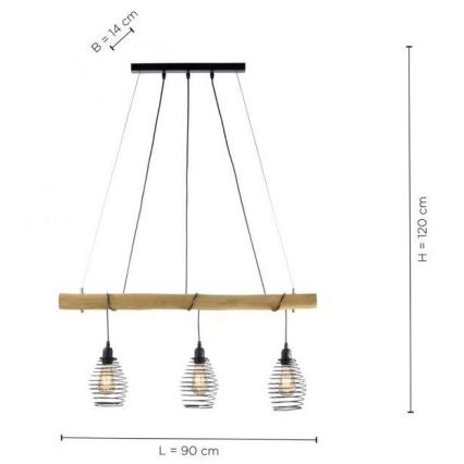 Leuchten Direkt 15526-79 - Lühter SPRING 3xE27/40W/230V eukalüpt