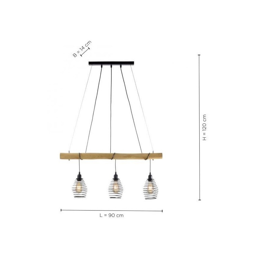 Leuchten Direkt 15526-79 - Lühter SPRING 3xE27/40W/230V eukalüpt