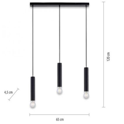 Leuchten Direkt 15618-18 - Lühter BRUNA 3xE27/60W/230V must