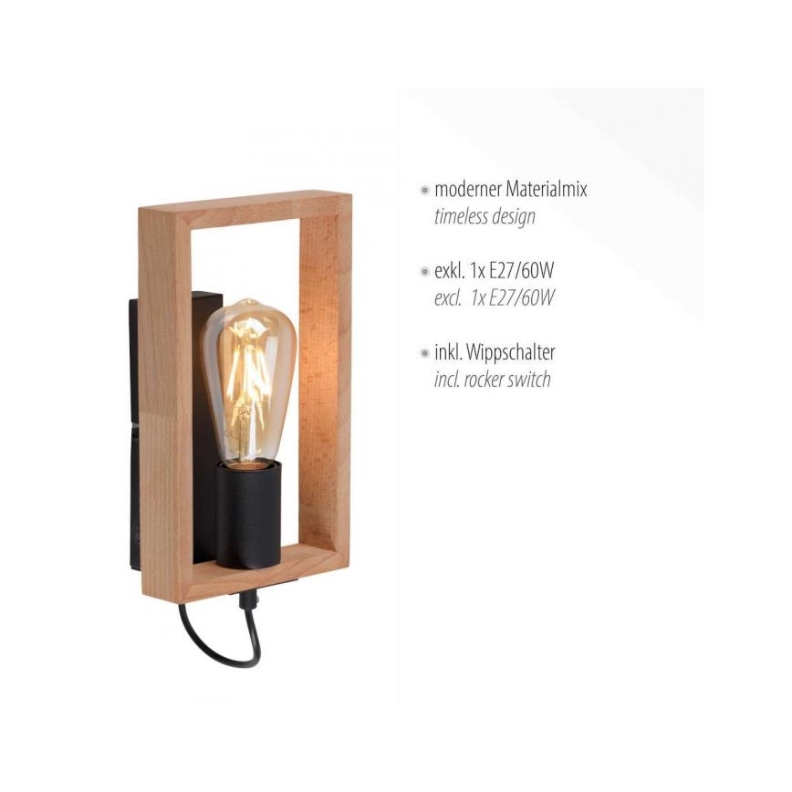 Leuchten Direkt 15654-18 - Seinavalgusti FRANKY 1xE27/60W/230V akaatsia